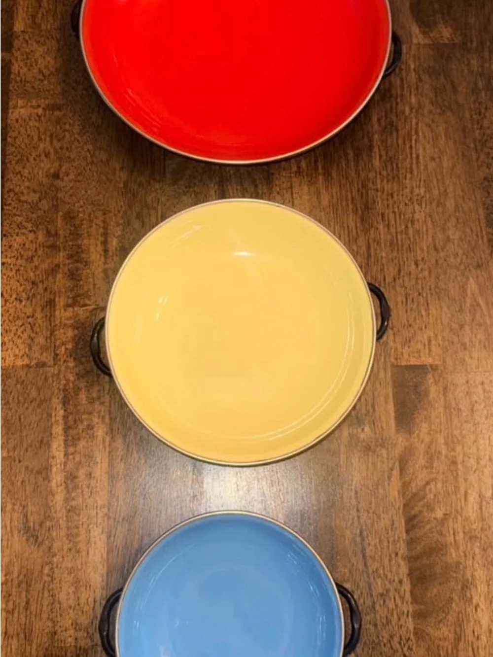 Vintage Emo Celje Enamelware Nesting Skillet Set